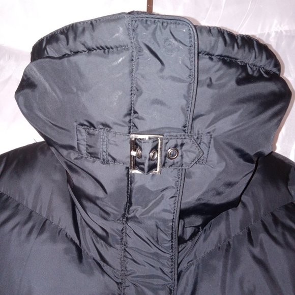 Cole Haan Black Women's Down Coat Jacket with Knit Collar size Large - Picture 7 of 12